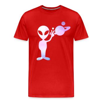 Alien Peace Universe - Men's Premium Organic T-Shirt - red - Front - Damien (186cm)