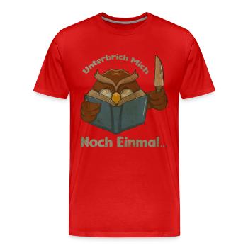 Lesen Eule Lustig Bücherwurm Buch Fans Geschenk - Männer Premium Bio T-Shirt - Rot - Vorne - Damien (186cm)