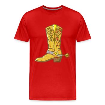 Vintage Western Line Dance Stiefel Tanzen - Männer Premium Bio T-Shirt - Rot - Vorne - Damien (186cm)