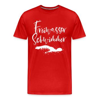 Schwimmen - Männer Premium Bio T-Shirt - Rot - Vorne - Damien (186cm)