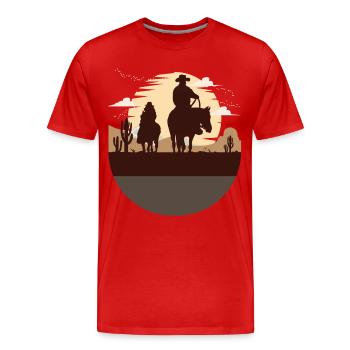 équitation western, reining, quarter horse - T-shirt bio Premium Homme - rouge - Devant - Damien (186cm)