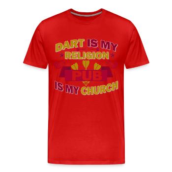Fléchettes, fléchettes fléchettes, lancer des fléchettes - T-shirt bio Premium Homme - rouge - Devant - Damien (186cm)