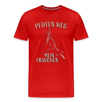 Pfoten Weg Mein Frauchen Hund Appenzeller Pfote - Männer Premium Bio T-Shirt - Rot - Vorne - Damien (186cm)