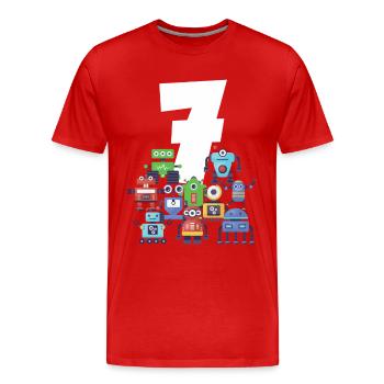 Children's Birthday Seventh Birthday 7 Seven Child - Men's Premium Organic T-Shirt - red - Front - Damien (186cm)