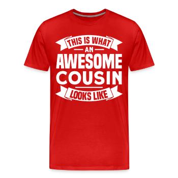 Cousin Geburt Großer Cousin Geschenk - Männer Premium Bio T-Shirt - Rot - Vorne - Damien (186cm)