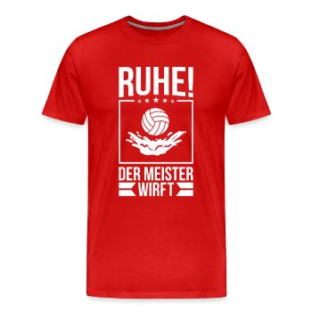 Ruhe! Der Meister wirft - Waterpolo Wasserpolo - Männer Premium Bio T-Shirt - Rot - Vorne - Damien (186cm)