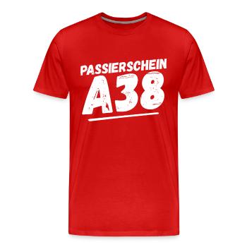 Passierschein A38 Ausgangssperre Home Office - Männer Premium Bio T-Shirt - Rot - Vorne - Damien (186cm)