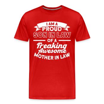 Proud son-in-law of a mother-in-law - Men's Premium Organic T-Shirt - red - Front - Damien (186cm)
