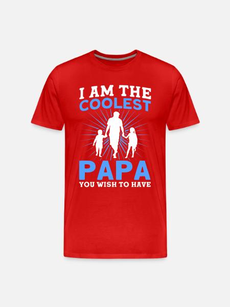 Coolest Father Dad Papa - Men's Premium Organic T-Shirt - red