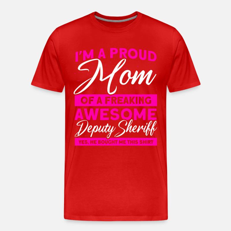 Stolze Mama Hilfssheriff Mama Mutter - Männer Premium Bio T-Shirt - Rot