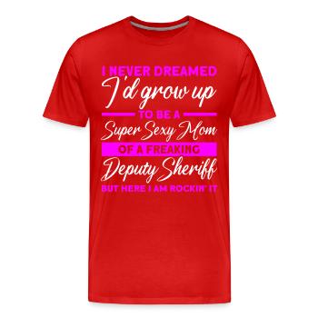 Maman Shérif Adjoint Maman Mère - T-shirt bio Premium Homme - rouge - Devant - Damien (186cm)