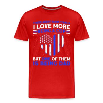 Policier et père Policier Grand-père de la police - T-shirt bio Premium Homme - rouge - Devant - Damien (186cm)