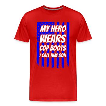 American Police Police Grandfather - Men's Premium Organic T-Shirt - red - Front - Damien (186cm)