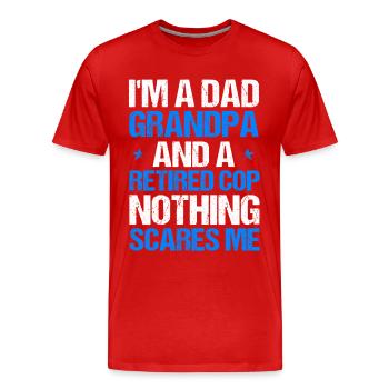 Policier à la retraite Policier Grand-père de police - T-shirt bio Premium Homme - rouge - Devant - Damien (186cm)