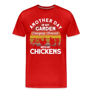 Gardening Gardener Chicken Farmer Chicken Feeder - Men's Premium Organic T-Shirt - red - Front - Damien (186cm)