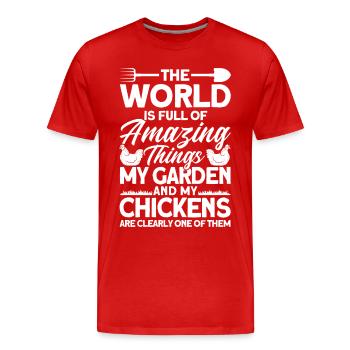 Gardening Gardener Chicken Farmer Chicken Feeder - Men's Premium Organic T-Shirt - red - Front - Damien (186cm)