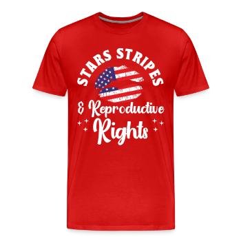 Stars Stripes & Reproductive Rights - Men's Premium Organic T-Shirt - red - Front - Damien (186cm)