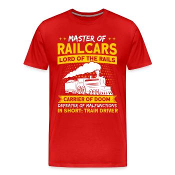 Master of wagons Master of rails Locomotive - Men's Premium Organic T-Shirt - red - Front - Damien (186cm)