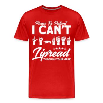 Hearing aid Sign language Deaf people - Men's Premium Organic T-Shirt - red - Front - Damien (186cm)