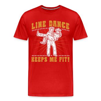 Line Dance Tänzer Tanzgruppe Cowboy Western Tanzen - Männer Premium Bio T-Shirt - Rot - Vorne - Damien (186cm)
