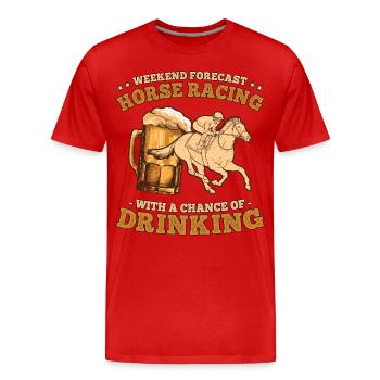 Weekend Forecast Horse Racing and Beer - Men's Premium Organic T-Shirt - red - Front - Damien (186cm)