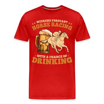 Weekend Forecast Horse Racing and Beer - Men's Premium Organic T-Shirt - red - Front - Damien (186cm)