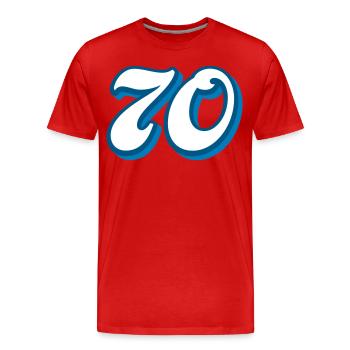 70 Jahre Geburtstag Glückwunsch - Männer Premium Bio T-Shirt - Rot - Vorne - Damien (186cm)