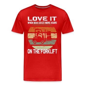 More hours on the forklift - Funny Forklift - Men's Premium Organic T-Shirt - red - Front - Damien (186cm)