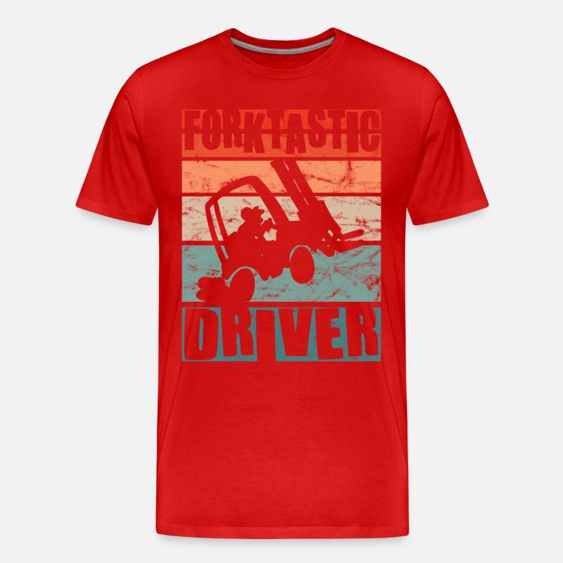 Forktastic Driver - Lustiger Gabelstapler - Männer Premium Bio T-Shirt - Rot