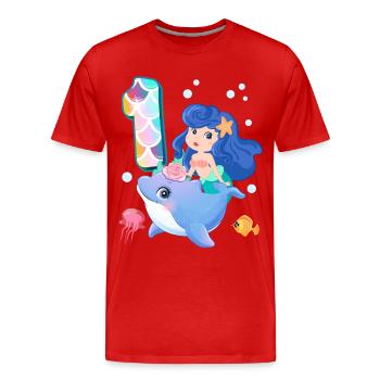 1st Birthday | Mermaid Birthday | - Men's Premium Organic T-Shirt - red - Front - Damien (186cm)