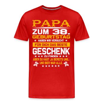 Zum 38. Geburtstag lustiges Bier Spruch - Männer Premium Bio T-Shirt - Rot - Vorne - Damien (186cm)