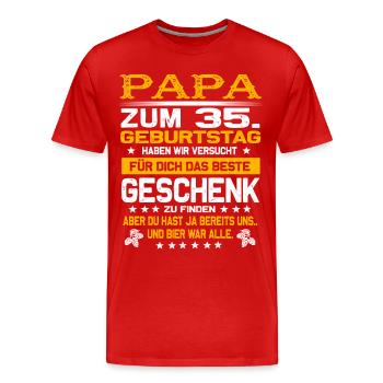 Zum 35. Geburtstag lustiges Bier Spruch - Männer Premium Bio T-Shirt - Rot - Vorne - Damien (186cm)