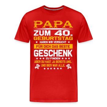 Zum 40. Geburtstag lustiges Bier Spruch - Männer Premium Bio T-Shirt - Rot - Vorne - Damien (186cm)