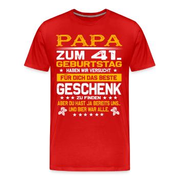 Zum 41. Geburtstag lustiges Bier Spruch - Männer Premium Bio T-Shirt - Rot - Vorne - Damien (186cm)