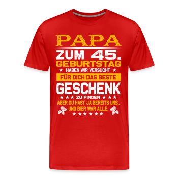 Zum 45. Geburtstag lustiges Bier Spruch - Männer Premium Bio T-Shirt - Rot - Vorne - Damien (186cm)