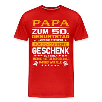 Zum 50. Geburtstag lustiges Bier Spruch - Männer Premium Bio T-Shirt - Rot - Vorne - Damien (186cm)