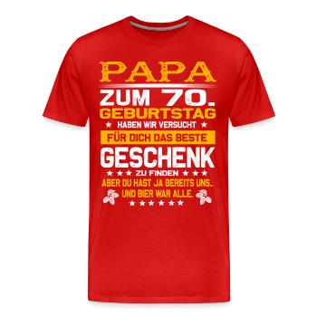 Zum 70. Geburtstag lustiges Bier Spruch - Männer Premium Bio T-Shirt - Rot - Vorne - Damien (186cm)