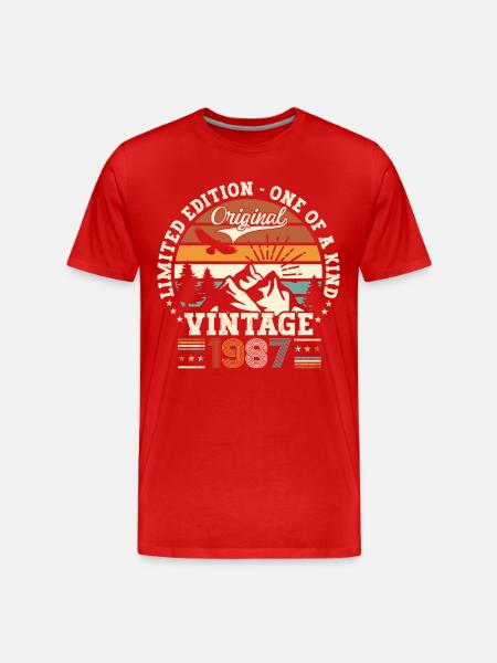 årgång årgång 1987 35-årspresent man - Organic T-shirt Ekologisk premium-T-shirt herr - röd