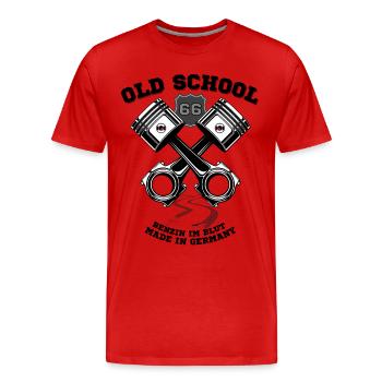 Old School Benzin Motor Design - Männer Premium Bio T-Shirt - Rot - Vorne - Damien (186cm)