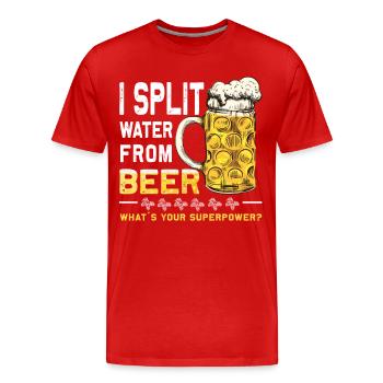 Eau partagée amusante de la bière - T-shirt bio Premium Homme - rouge - Devant - Damien (186cm)