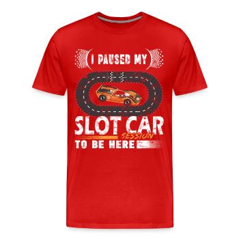 Vintage Slot Car Racing - Modélisme - T-shirt bio Premium Homme - rouge - Devant - Damien (186cm)