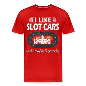 J’aime Slotcars - Model Car Racing - T-shirt bio Premium Homme - rouge - Devant - Damien (186cm)