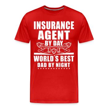 Lustiger Versicherungsvertriebsvertreter - Männer Premium Bio T-Shirt - Rot - Vorne - Damien (186cm)