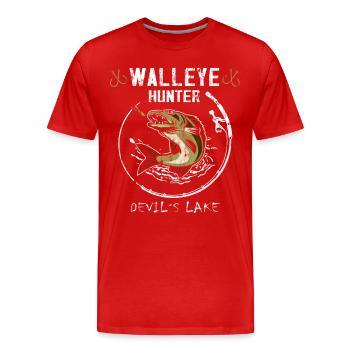 Fishing at the Teufelssee - Zander hunters - Men's Premium Organic T-Shirt - red - Front - Damien (186cm)