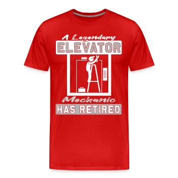 Legendary Elevator Mechanic has Retired - Männer Premium Bio T-Shirt - Rot - Vorne - Damien (186cm)