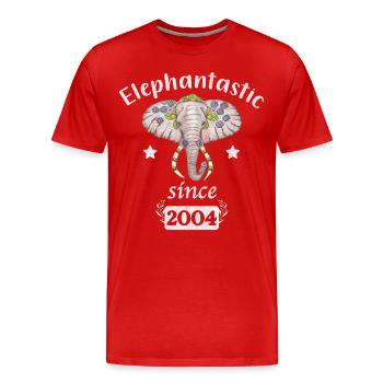 Elephantastic since 2004, Elefantenkopf geschmückt - Männer Premium Bio T-Shirt - Rot - Vorne - Damien (186cm)
