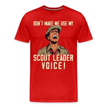 Camping Scoutmaster - Drôle de chef scout - T-shirt bio Premium Homme - rouge - Devant - Damien (186cm)