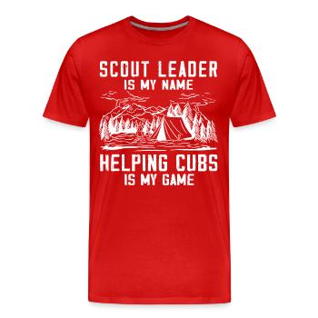 Camping Scoutmaster - Drôle de chef scout - T-shirt bio Premium Homme - rouge - Devant - Damien (186cm)