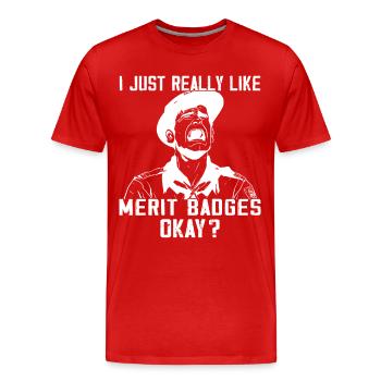 Camping Scoutisme - Drôle de guide scout - T-shirt bio Premium Homme - rouge - Devant - Damien (186cm)