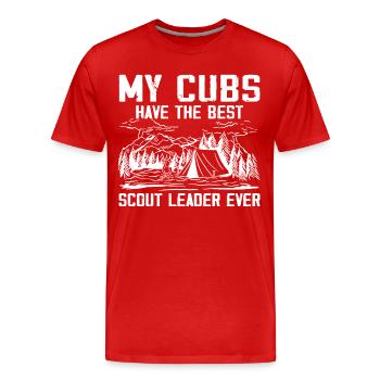 Camping Scouting - Drôle de père scout - T-shirt bio Premium Homme - rouge - Devant - Damien (186cm)